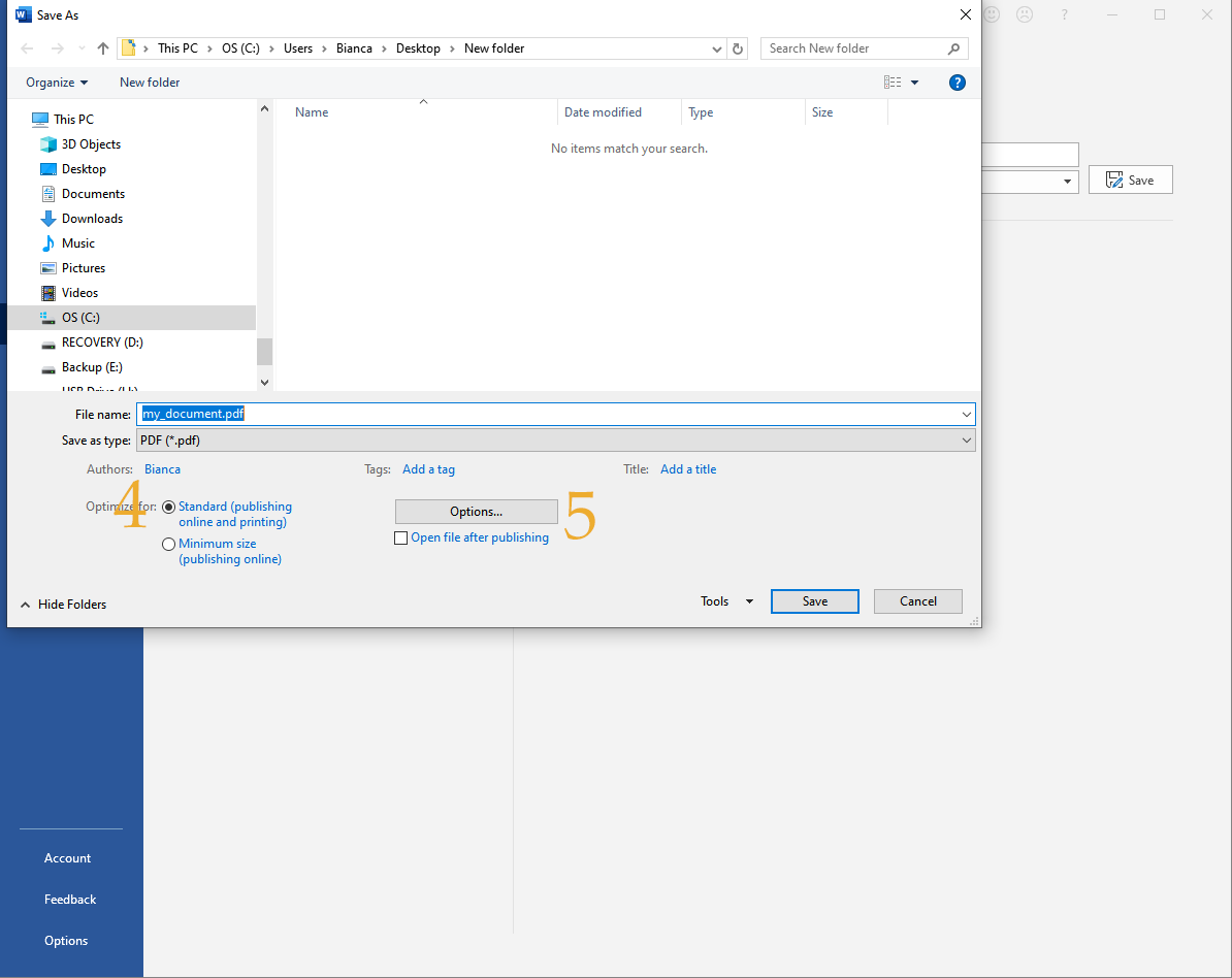 Pdf Export Options Pdf Export Options